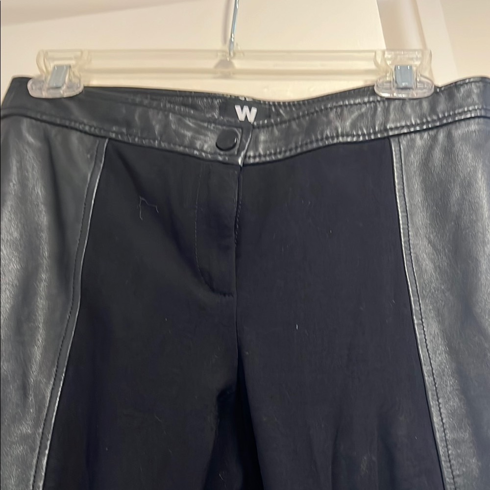 Worth Black leather and fabric Ankle Pants, size 2